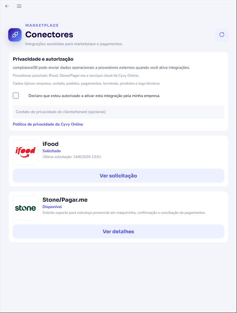 Conectores de compliance08 para iFood y Stone